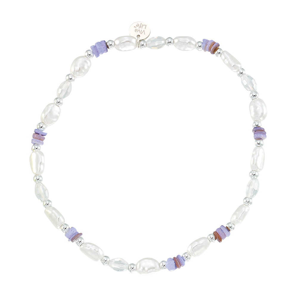 Pearl and Shell Chip Stretch Anklet
