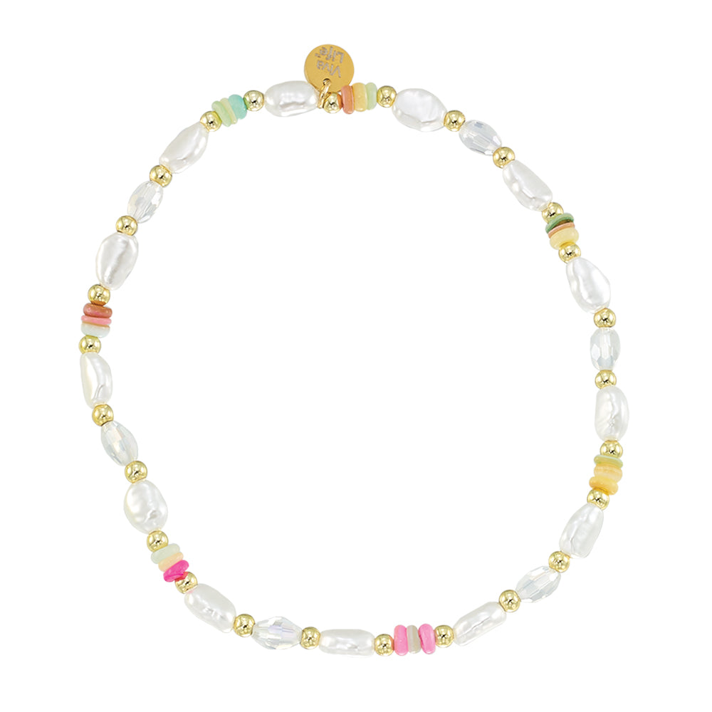 Pearl and Shell Chip Stretch Anklet