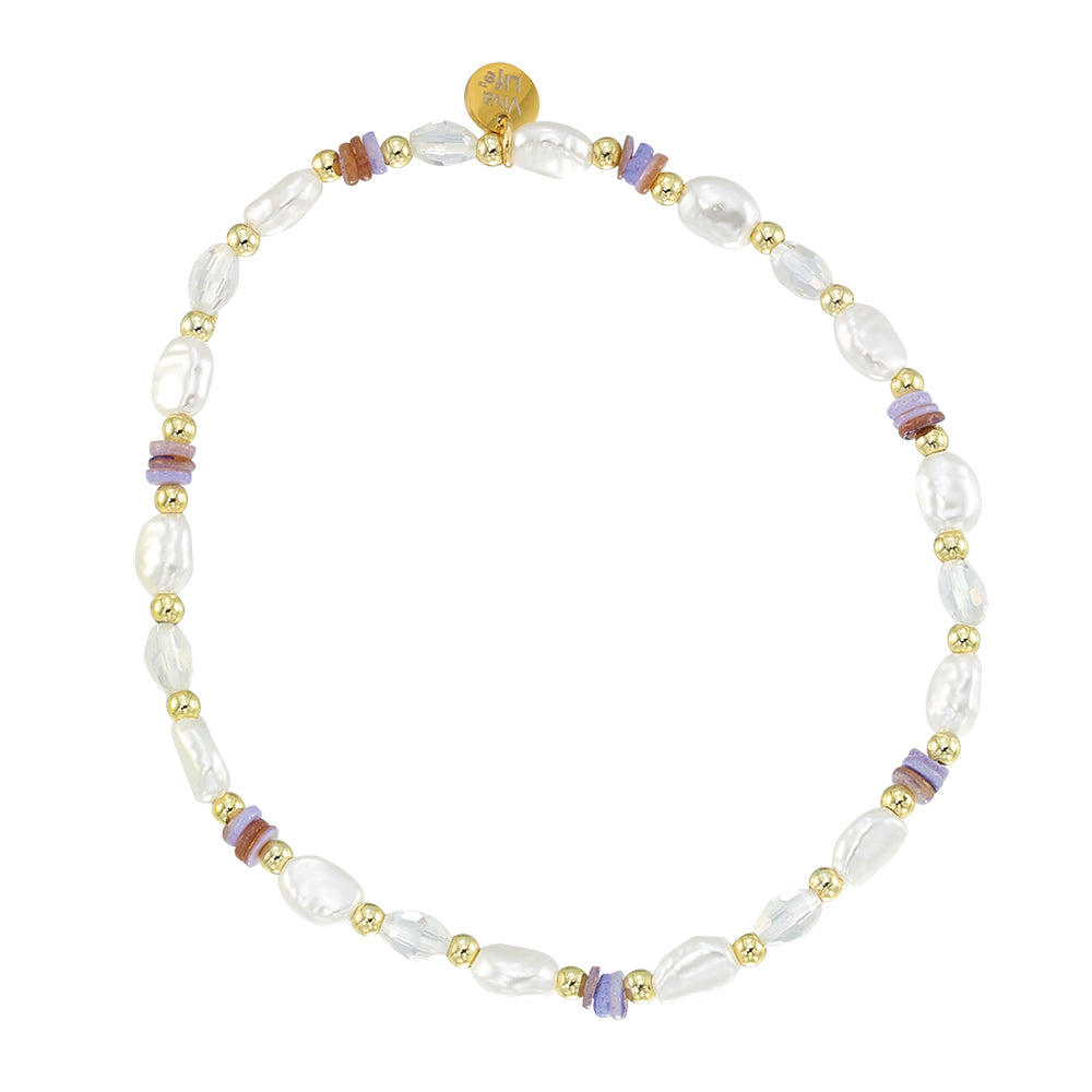 Pearl and Shell Chip Stretch Anklet