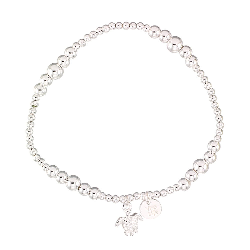 &quot;Give Back&quot; Turtle Charm Metal Bead Bracelet