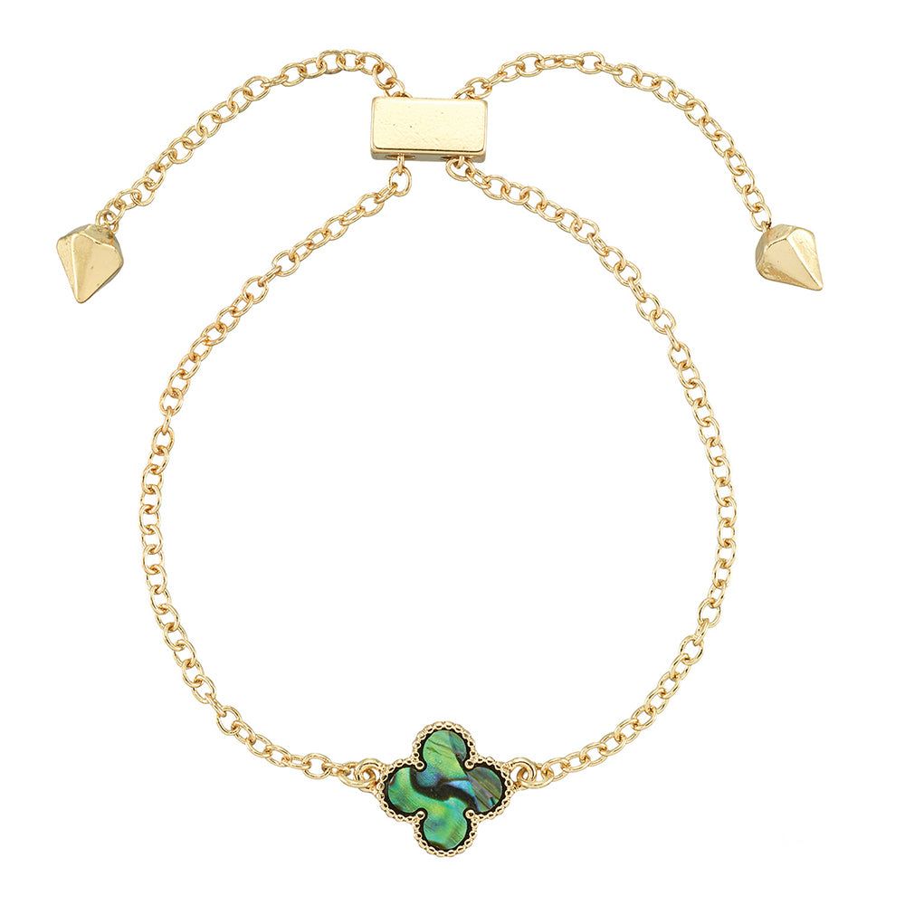 Blue Abalone Clover Adjustable Bracelet