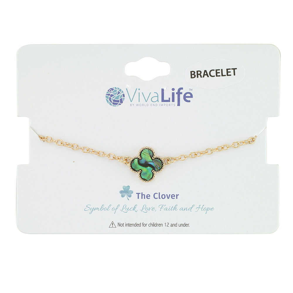 Blue Abalone Clover Adjustable Bracelet