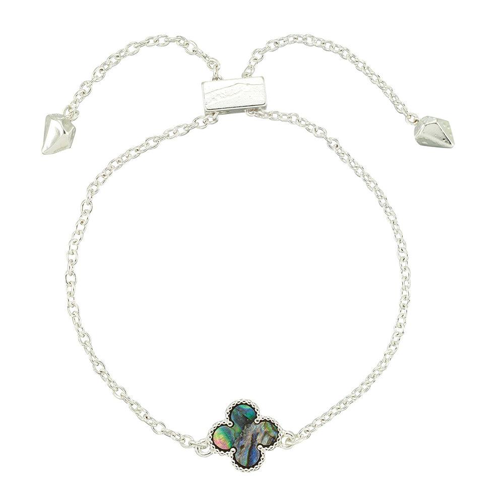Blue Abalone Clover Adjustable Bracelet