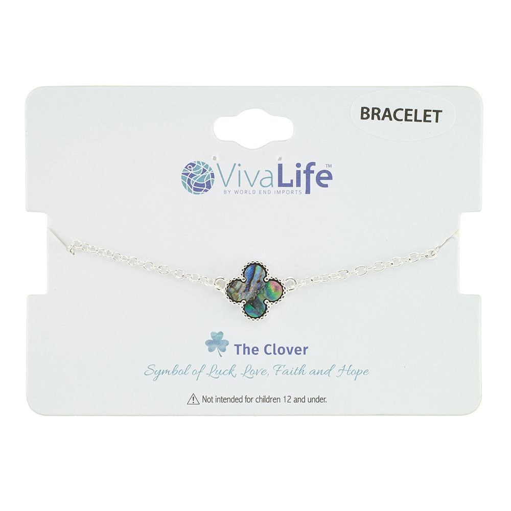 Blue Abalone Clover Adjustable Bracelet