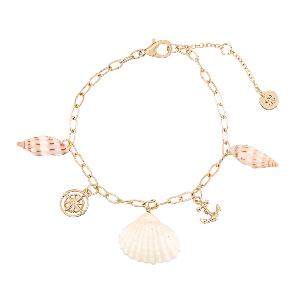 Anchor/Compass/Shell Charm Bracelet