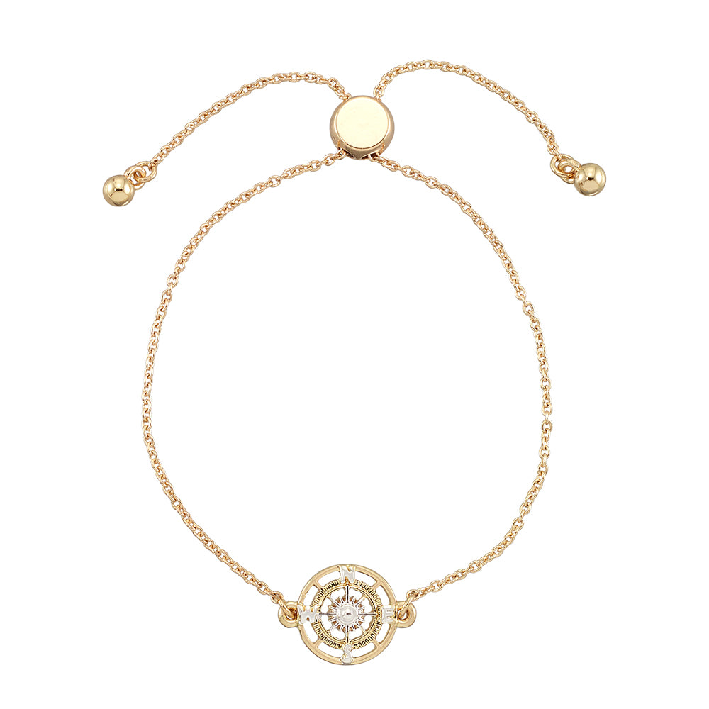 Adjustable Two-Toned Compass Bracelet