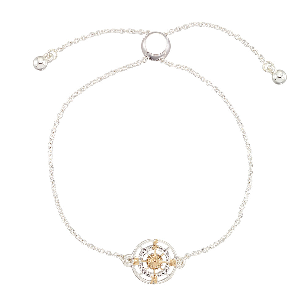 Adjustable Two-Tone Compass Bracelet