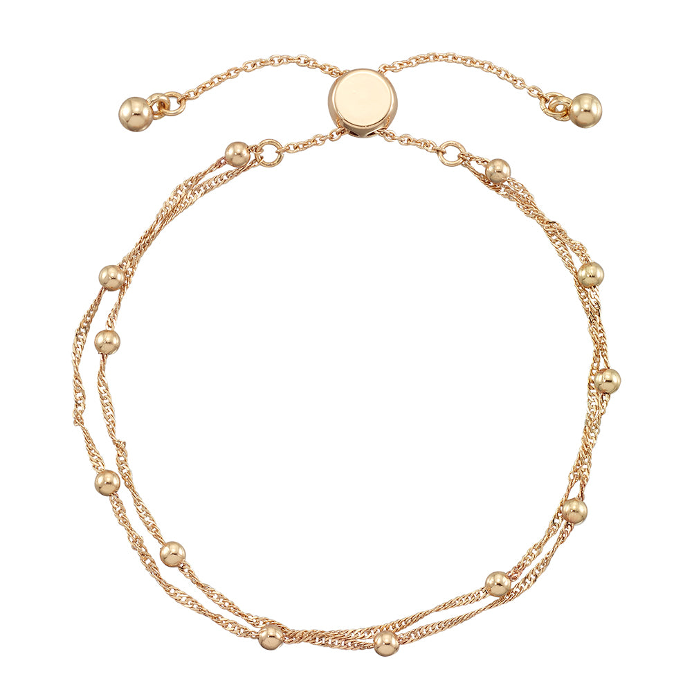 Adjustable Double Strand Metal Bead Bracelet