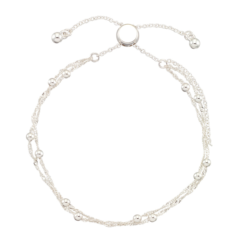 Adjustable Double Strand Metal Bead Bracelet