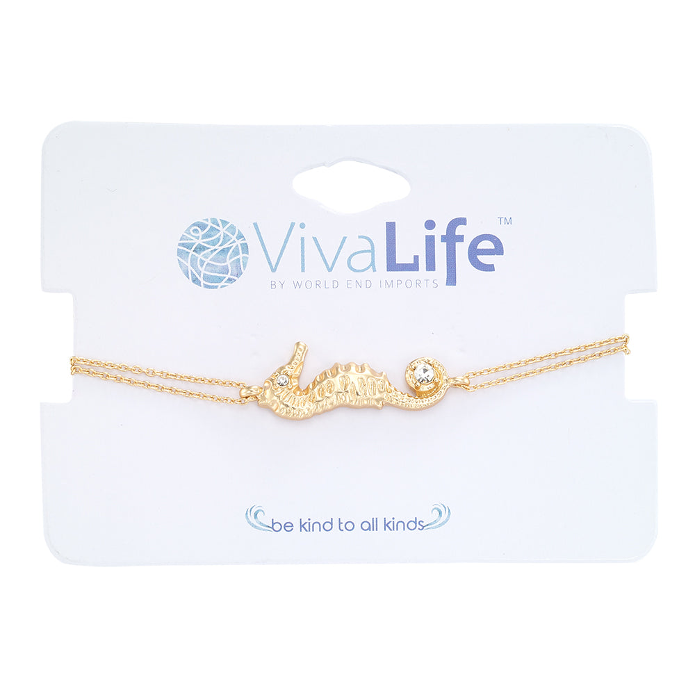 Double Chain Crystal Seahorse Bracelet