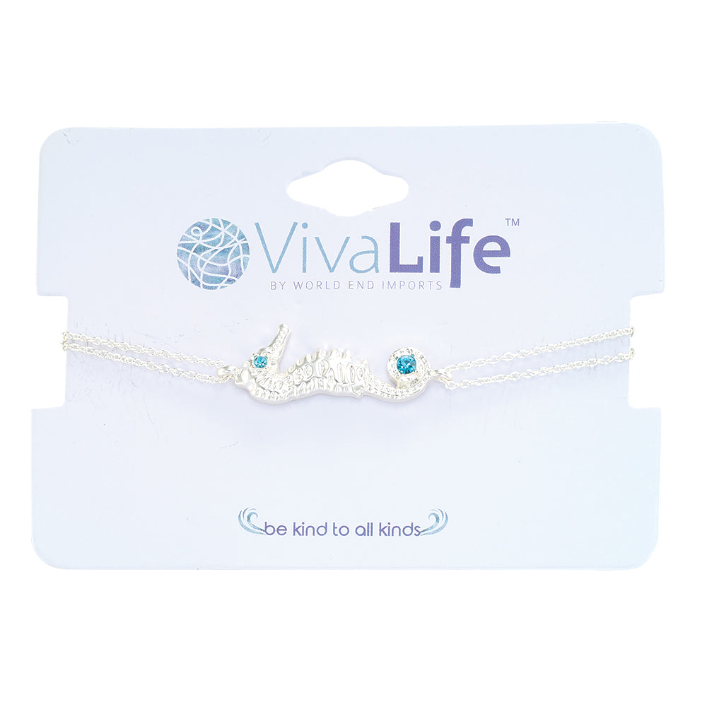 Double Chain Crystal Seahorse Bracelet