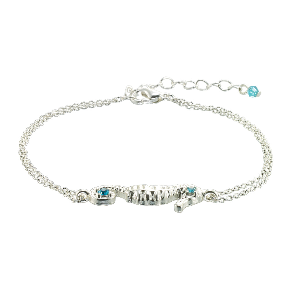 Double Chain Crystal Seahorse Bracelet