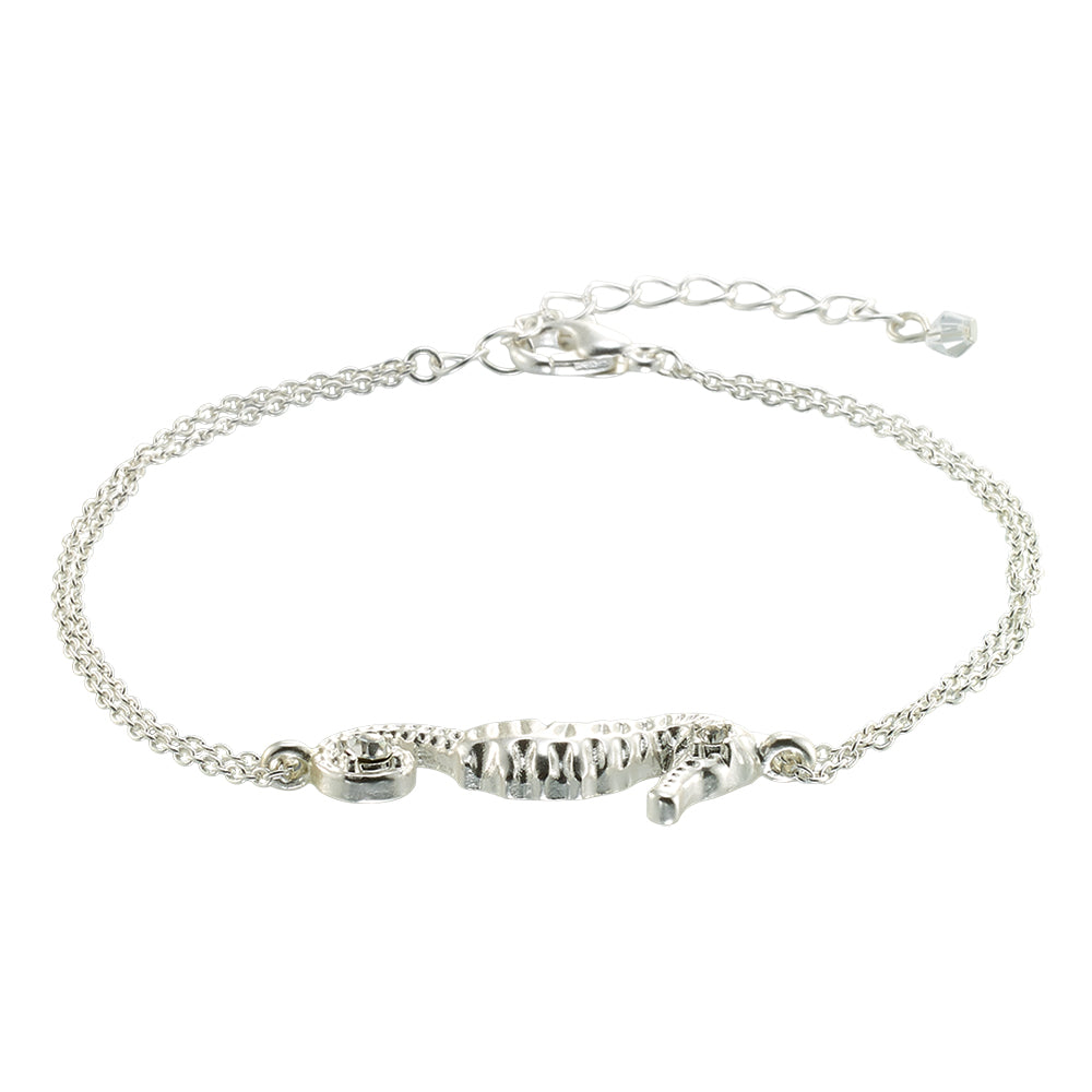 Double Chain Crystal Seahorse Bracelet
