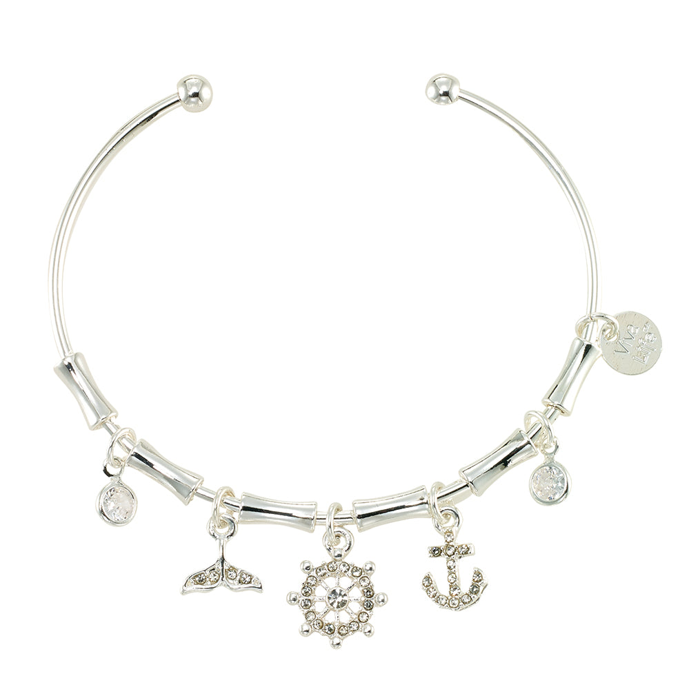 Crystal Whale/Shipwheel/Anchor Charm Bracelet