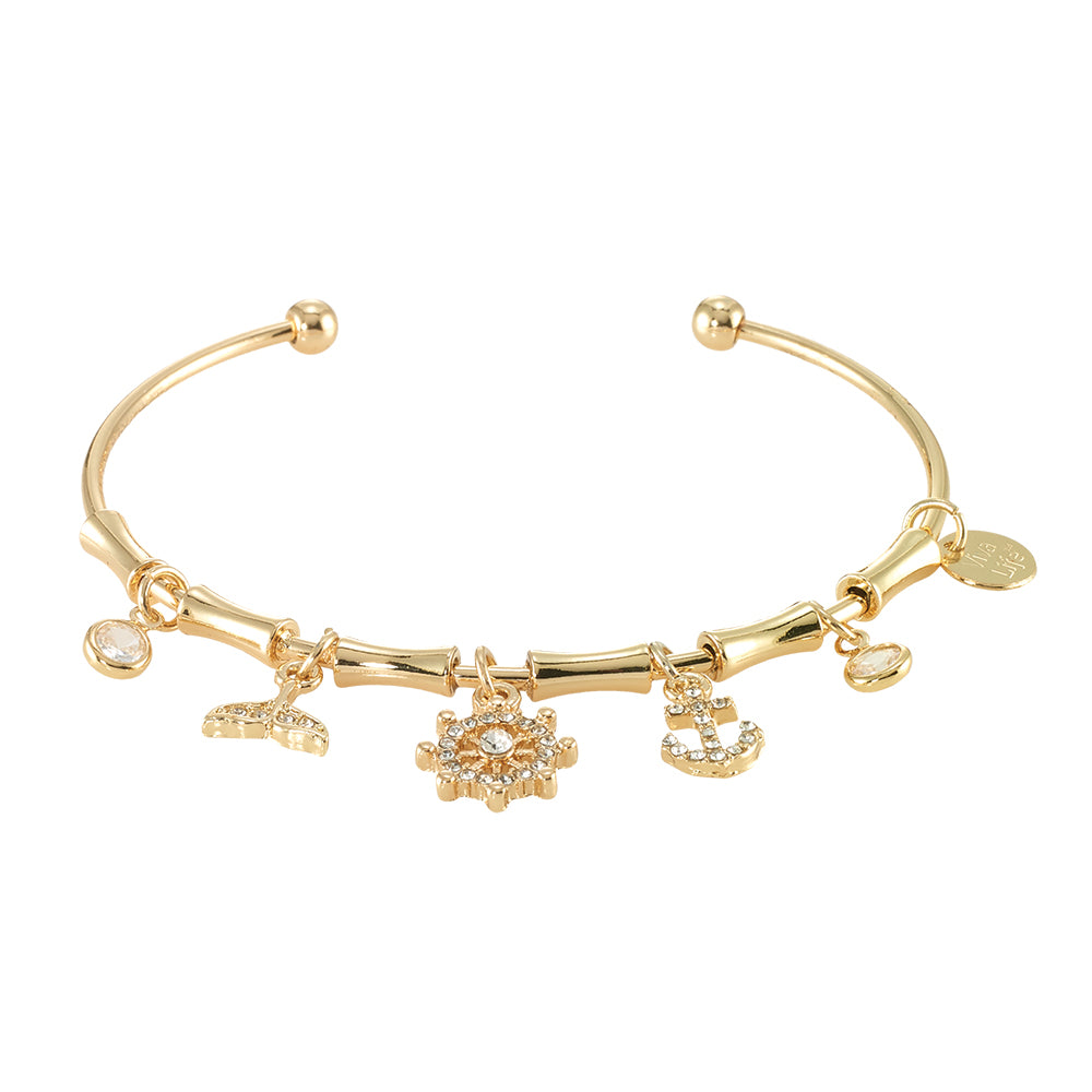 Crystal Whale/Shipwheel/Anchor Charm Bracelet