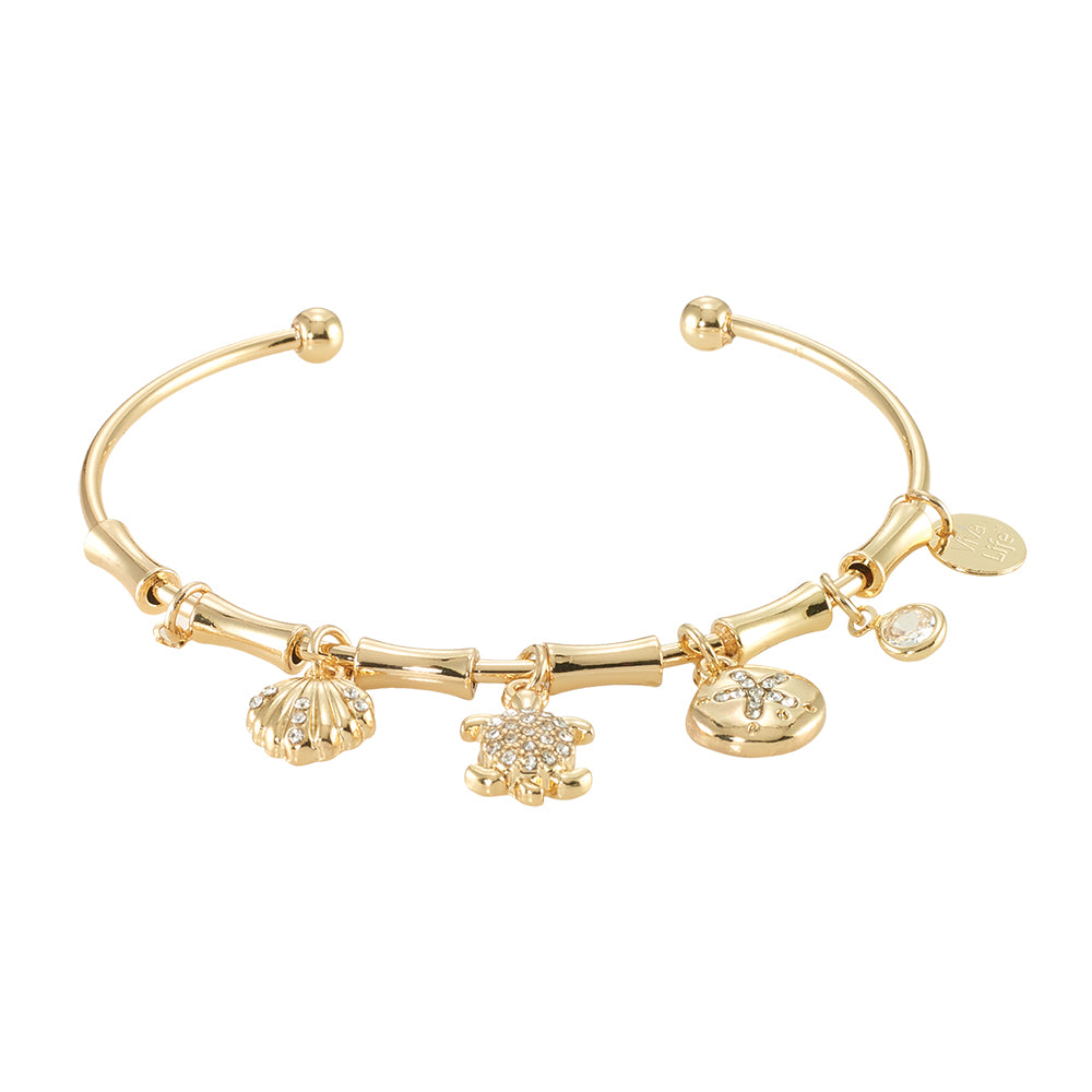 Crystal Shell/Turtle/Sand Dollar Bangle Bracelet