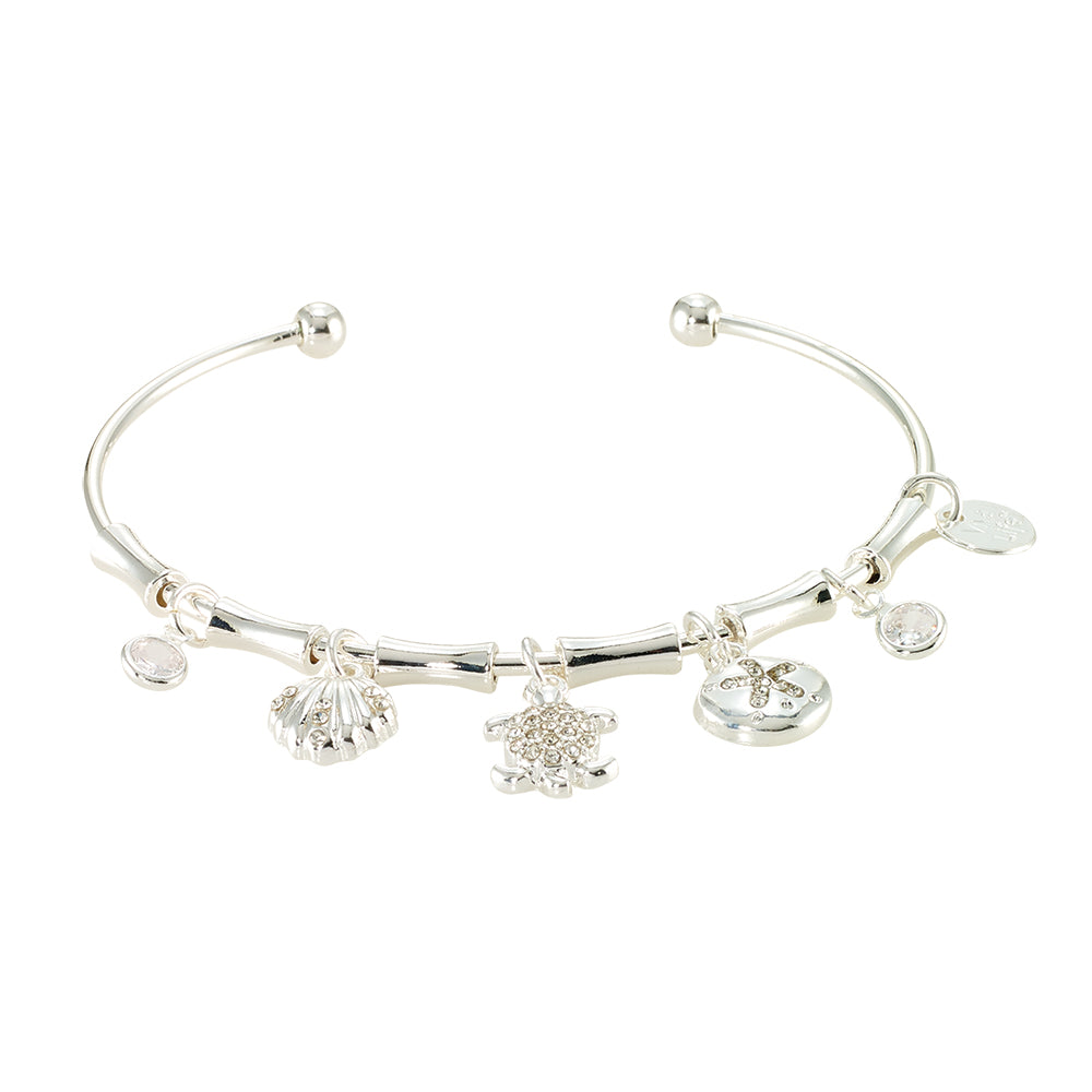Crystal Shell/Turtle/Sand Dollar Bangle Bracelet