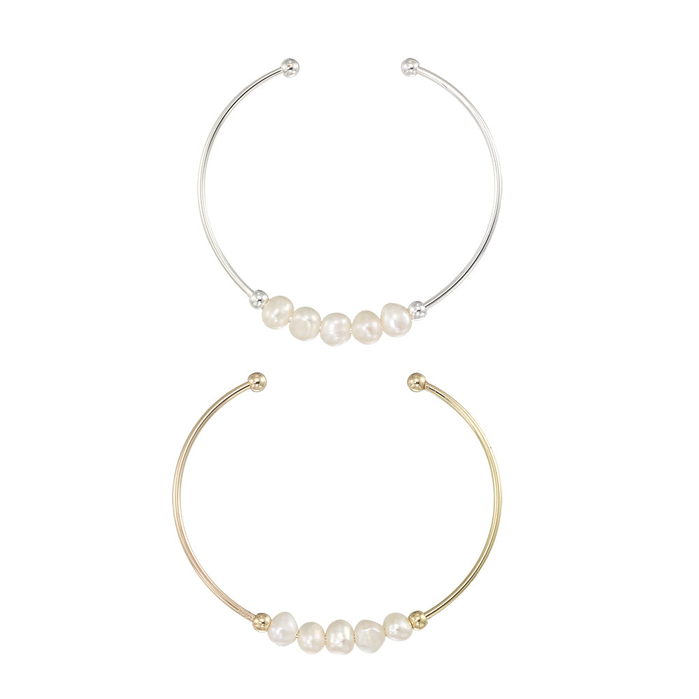 Adjustable 5 Freshwater Pearl Cuff Bracelet