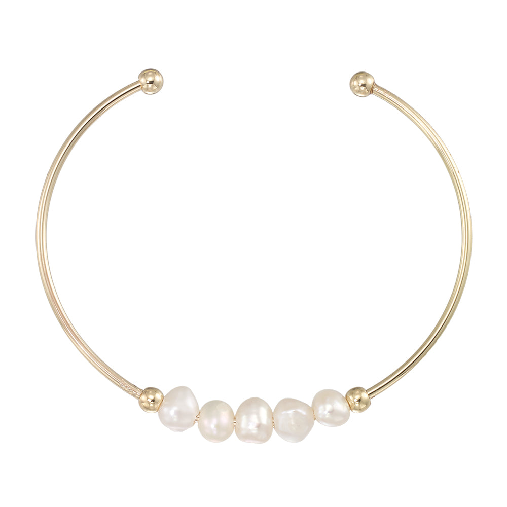 Adjustable 5 Freshwater Pearl Cuff Bracelet