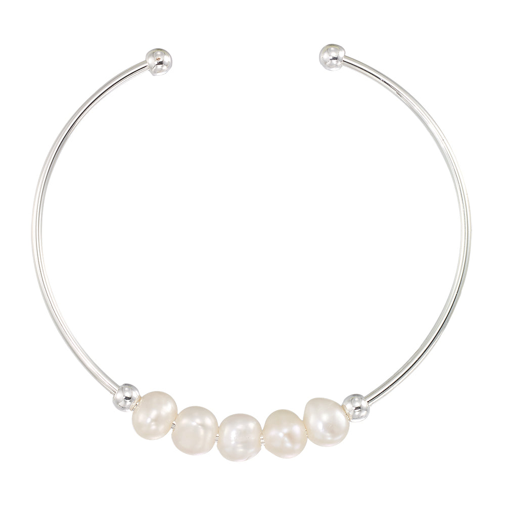 Adjustable 5 Freshwater Pearl Cuff Bracelet