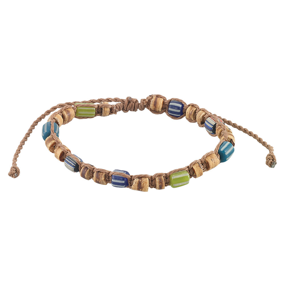 Coco and Striped Glass Bead Bracelet