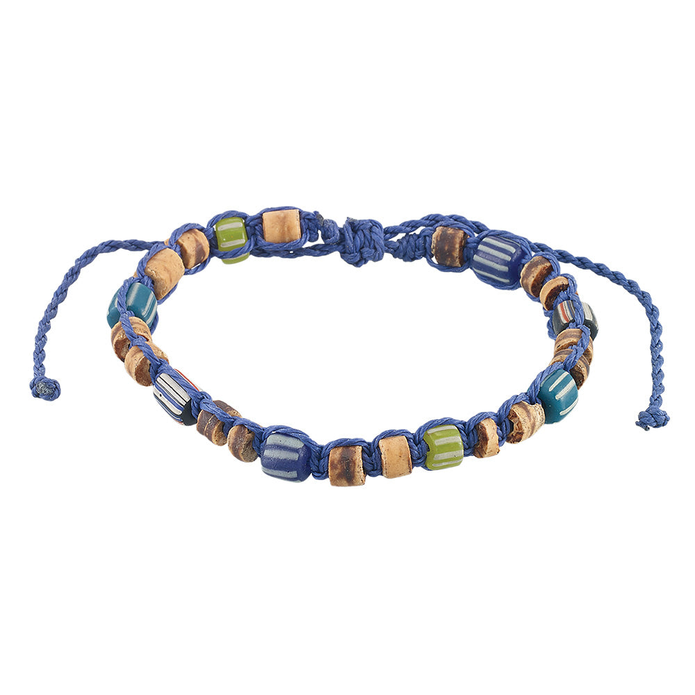 Coco and Striped Glass Bead Bracelet