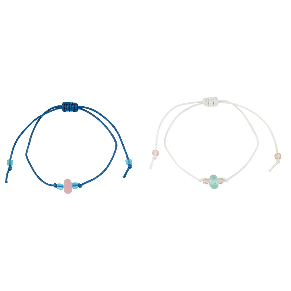 "Beach Besties" Seaglass Set of 2 Bracelets
