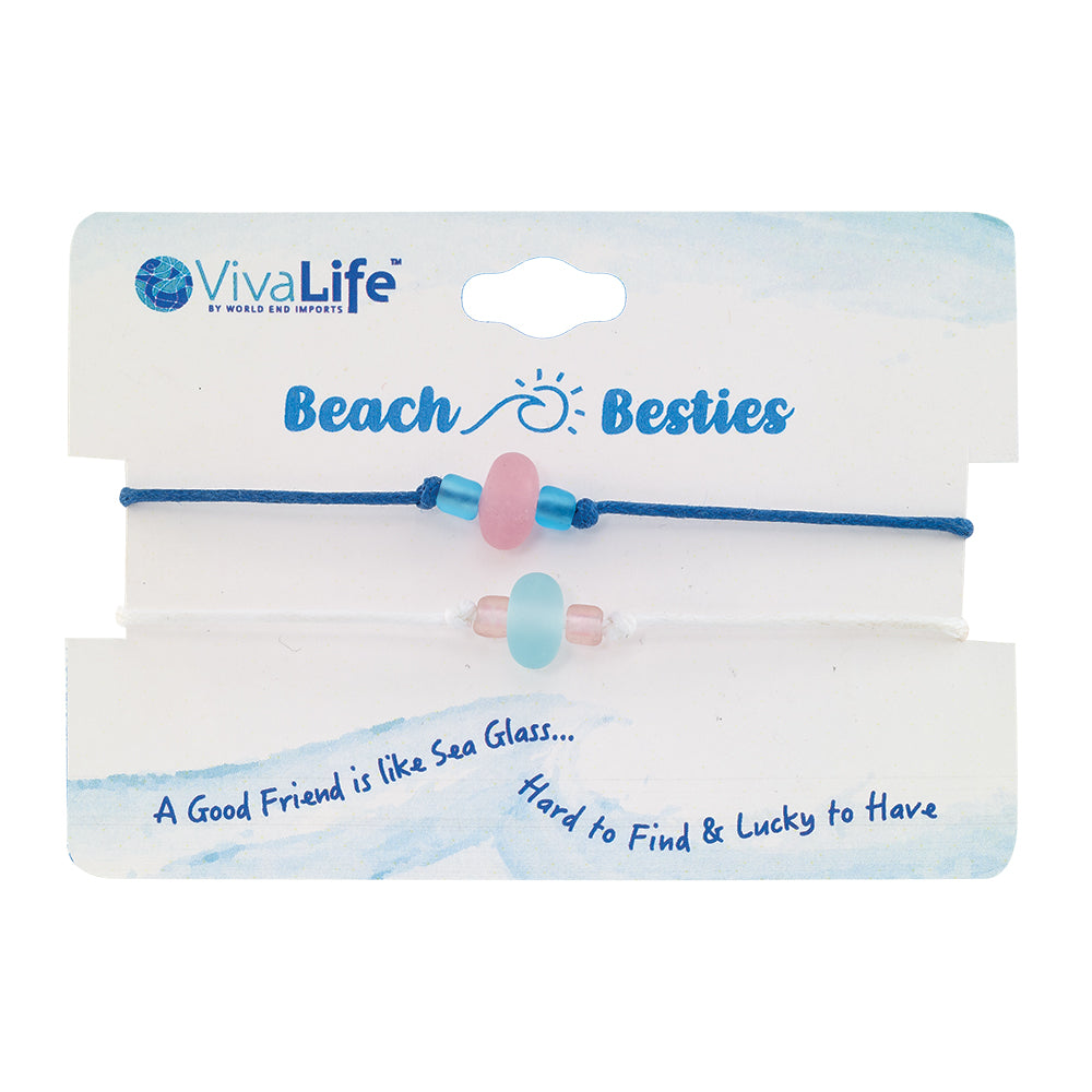 "Beach Besties" Seaglass Set of 2 Bracelets