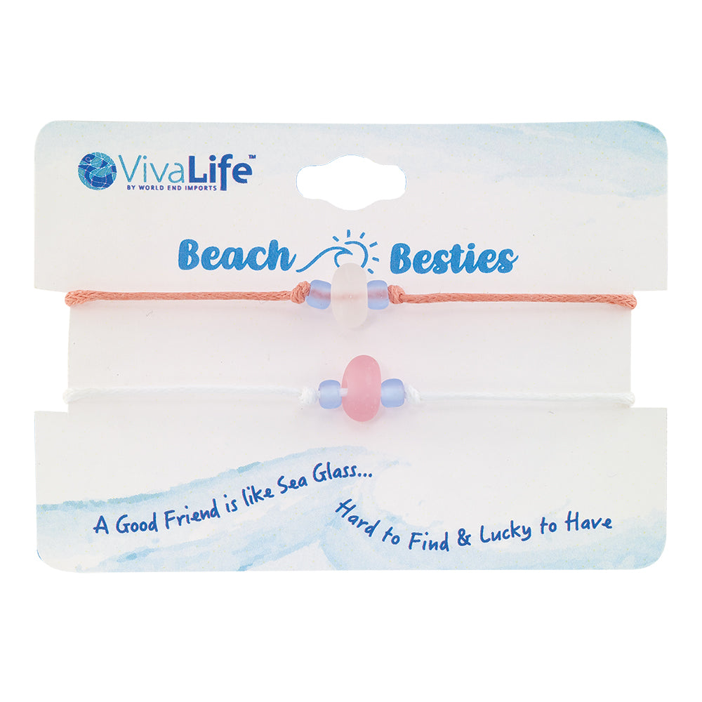 "Beach Besties" Seaglass Set of 2 Bracelets