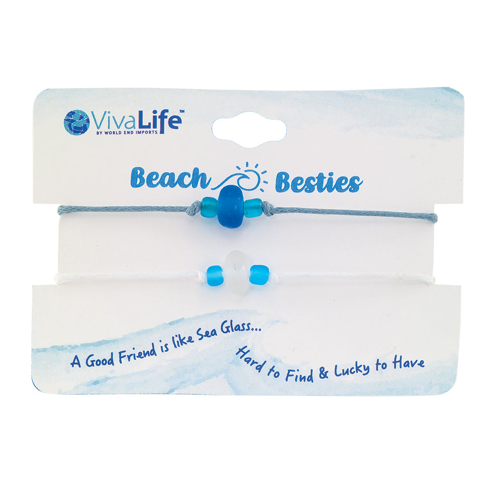"Beach Besties" Seaglass Set of 2 Bracelets