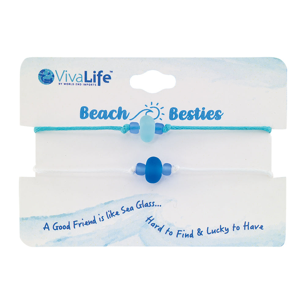 "Beach Besties" Seaglass Set of 2 Bracelets