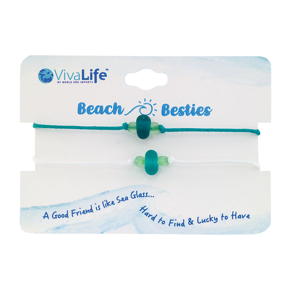"Beach Besties" Seaglass Set of 2 Bracelets