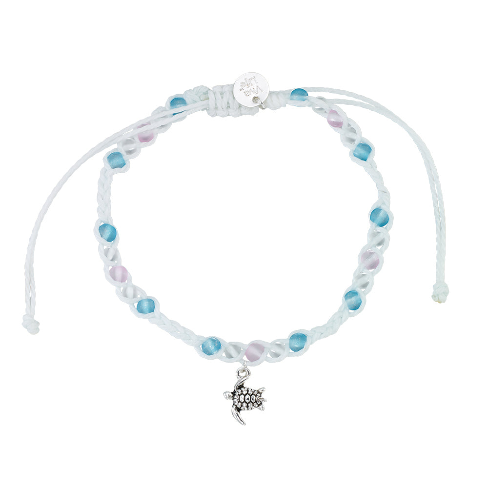 Turtle Charm Frosted Bead Bracelet