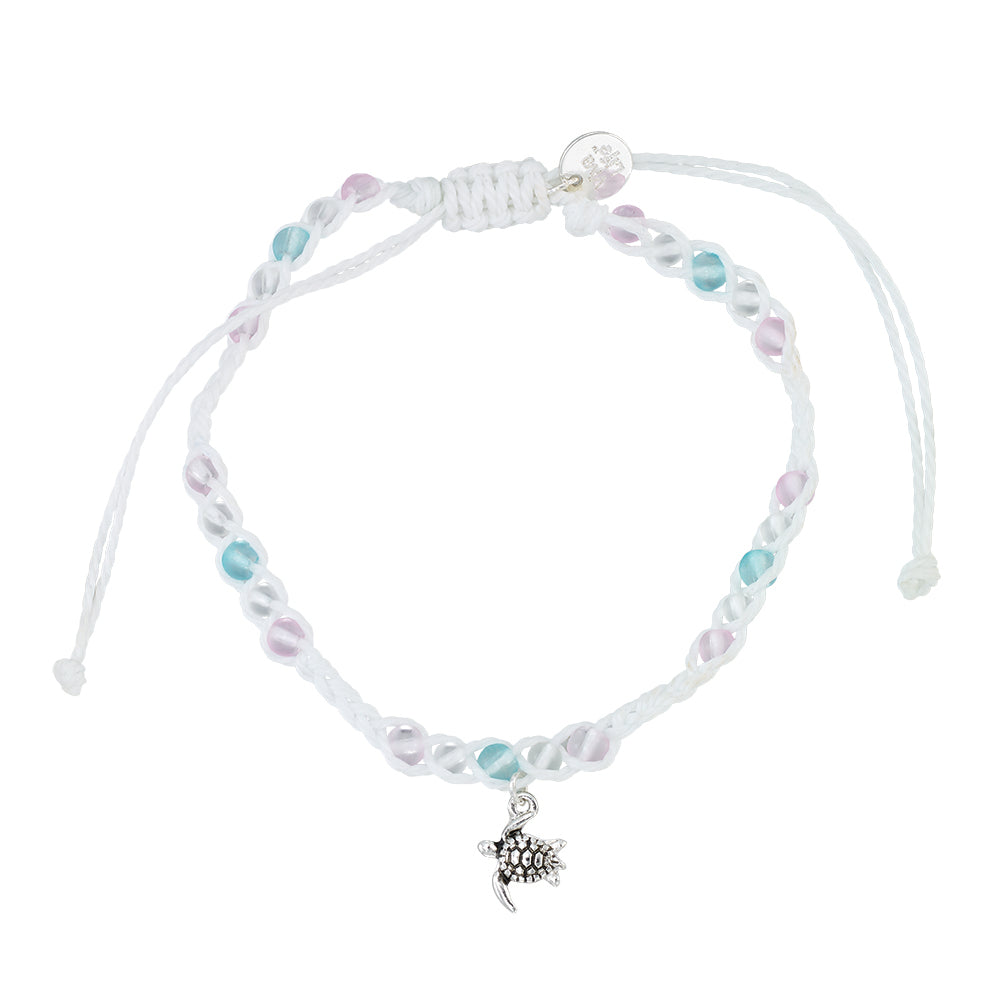 Turtle Charm Frosted Bead Bracelet