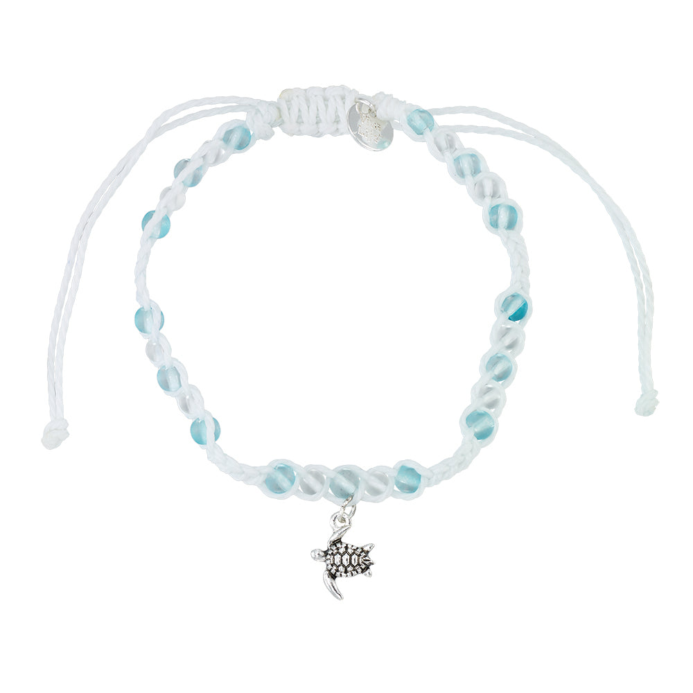 Turtle Charm Frosted Bead Bracelet