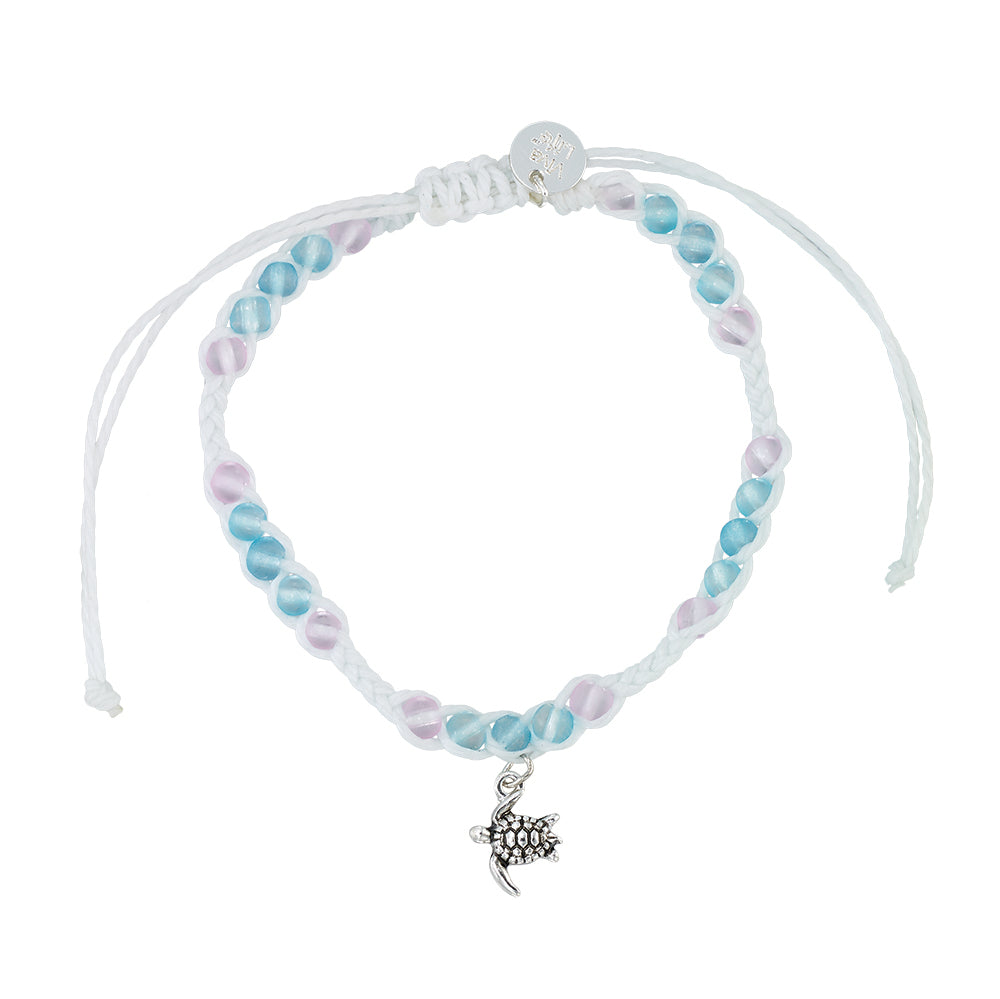 Turtle Charm Frosted Bead Bracelet