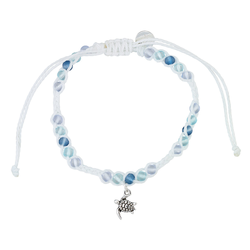 Turtle Charm Frosted Bead Bracelet