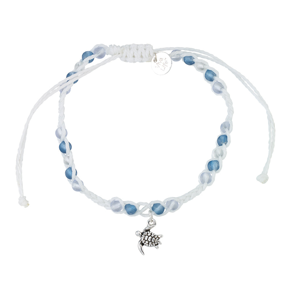 Turtle Charm Frosted Bead Bracelet