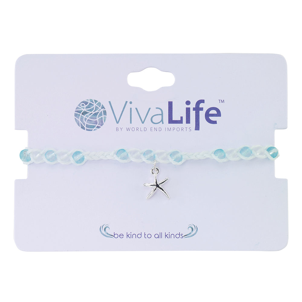 Starfish Charm Frosted Bead Bracelet