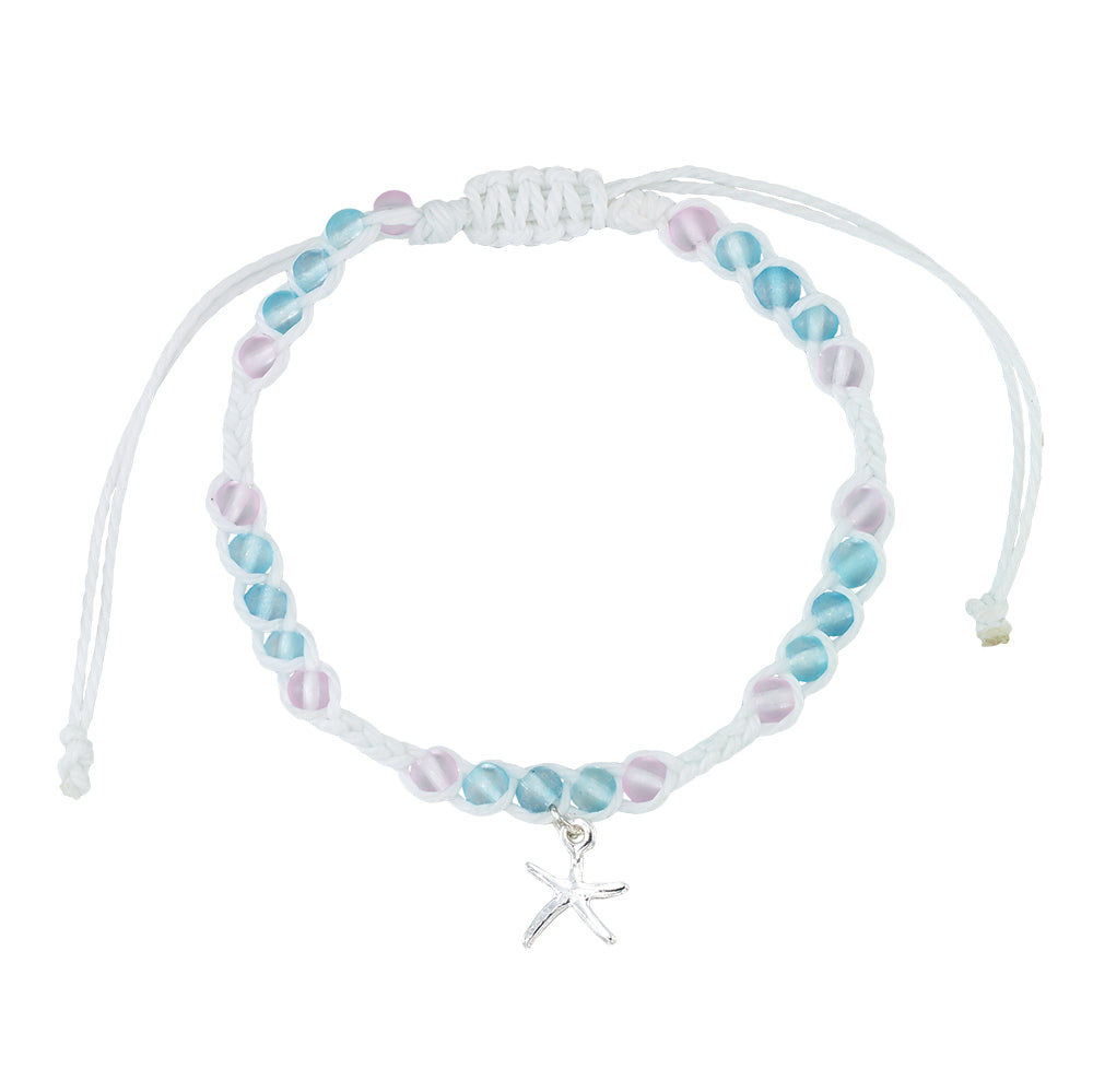 Starfish Charm Frosted Bead Bracelet