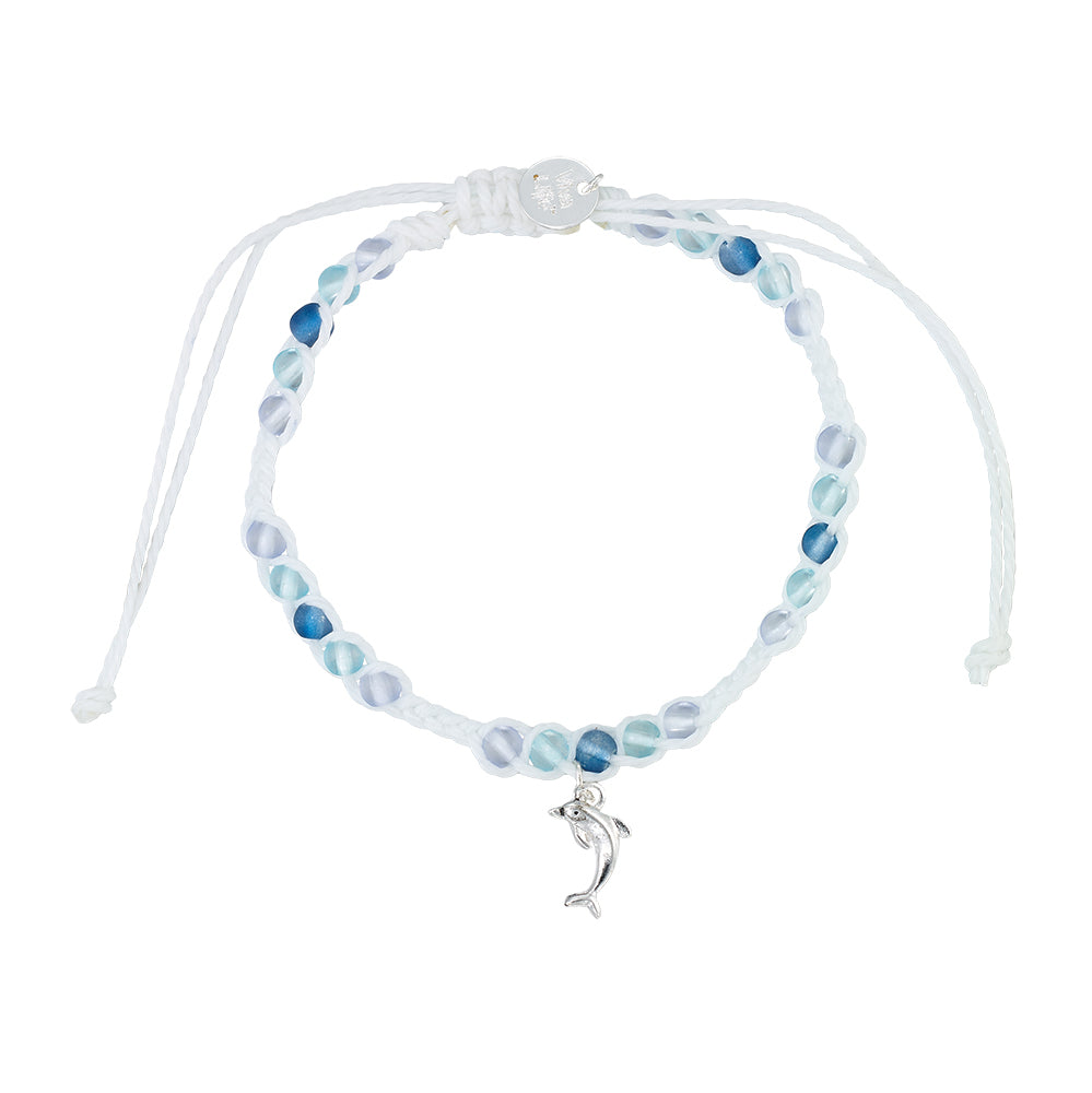 Dolphin Charm Frosted Bead Bracelet