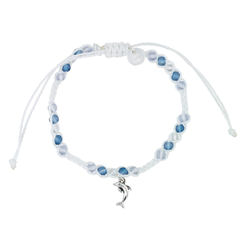 Dolphin Charm Frosted Bead Bracelet