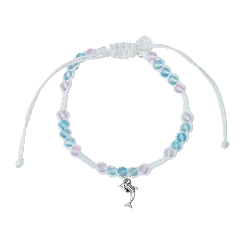 Dolphin Charm Frosted Bead Bracelet