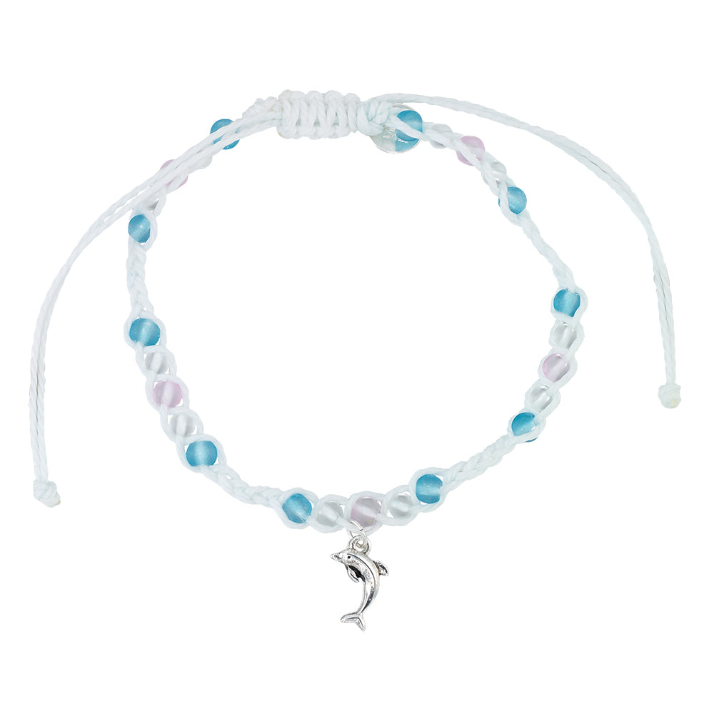 Dolphin Charm Frosted Bead Bracelet