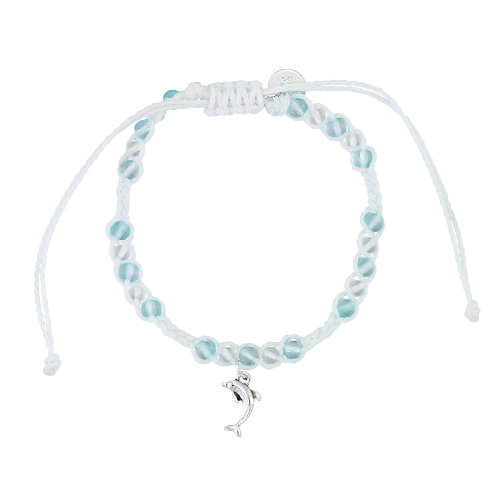 Dolphin Charm Frosted Bead Bracelet