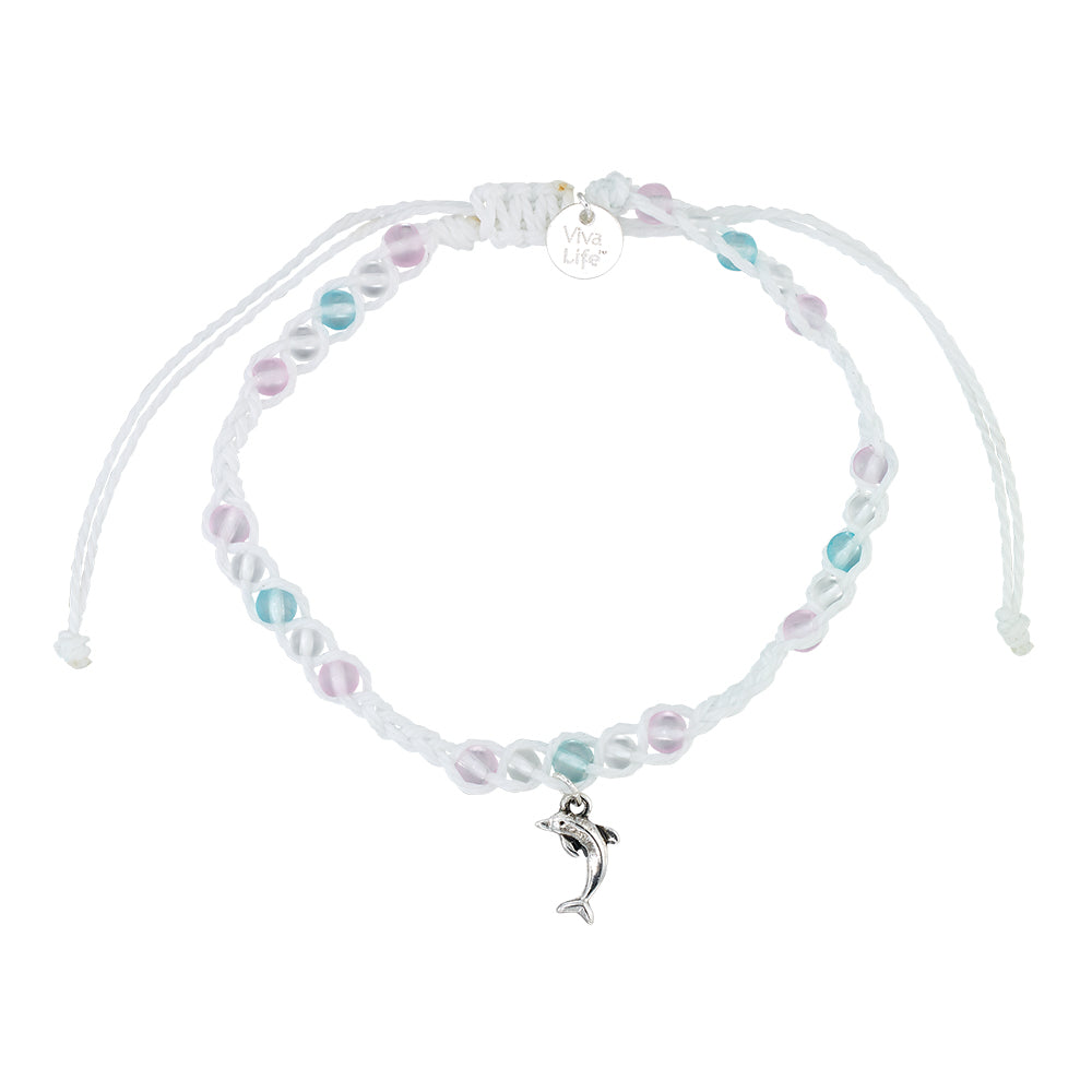 Dolphin Charm Frosted Bead Bracelet