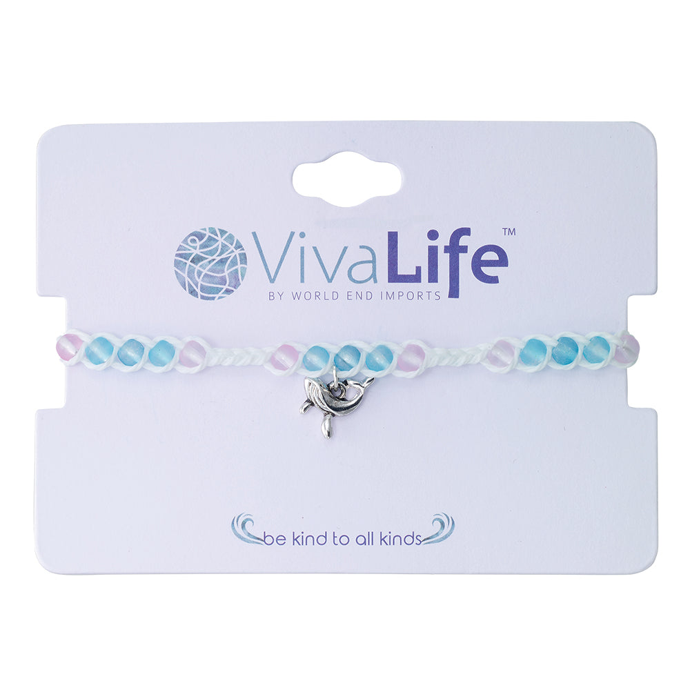 Whale Charm Frosted Bead Bracelet