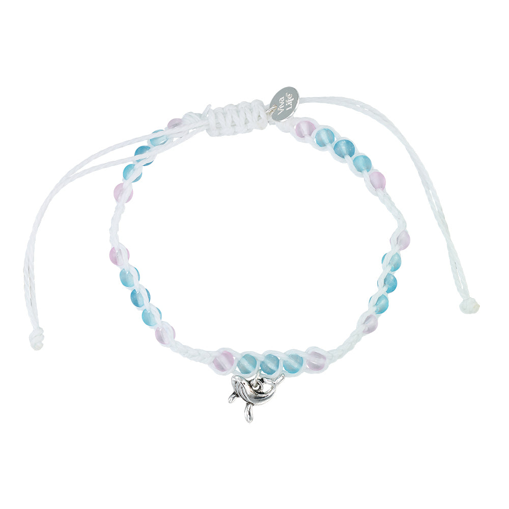 Whale Charm Frosted Bead Bracelet