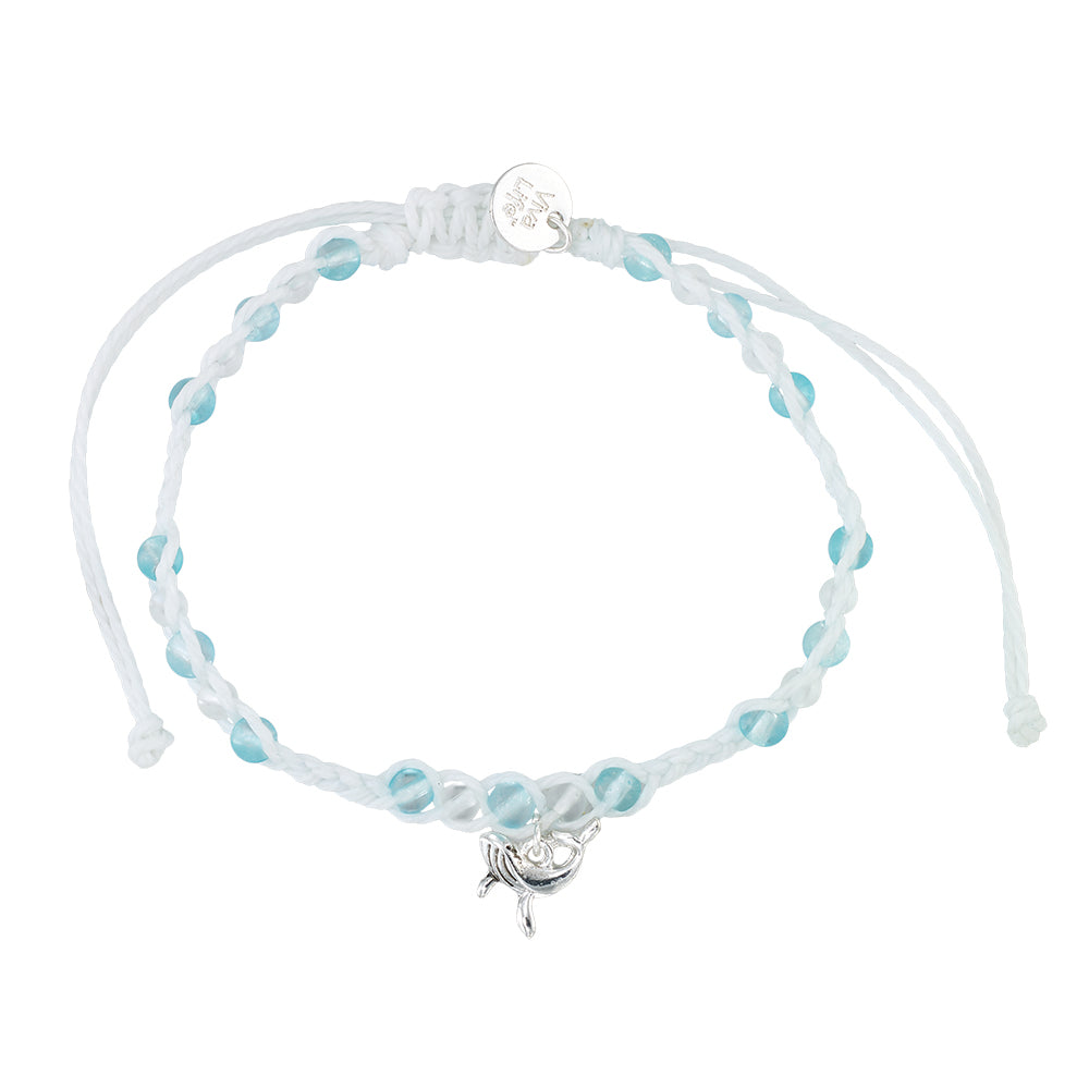 Whale Charm Frosted Bead Bracelet