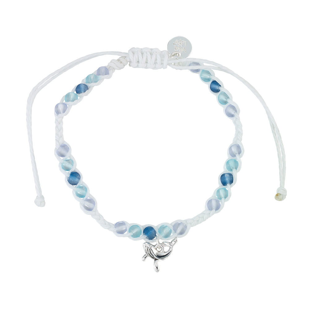 Whale Charm Frosted Bead Bracelet